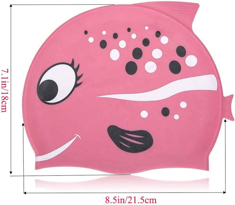 Doublewood Kids Swimming Caps Fun Swimming Hat Comfortable Silicone Children Toddlers Swim Cap Waterproof Protect Ear Swim Pool Hat for Boys and Girls