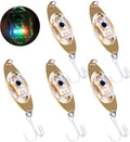 Dr.Fish LED Fishing Lures Kit Deep Drop Fishing Lights LED Fishing Spoons Underwater Flasher Diamond Lights Trolling Lures Halibut Rig Home & Garden > Pool & Spa > Pool & Spa Accessories Dr.Fish Spoon with Treble Hooks  