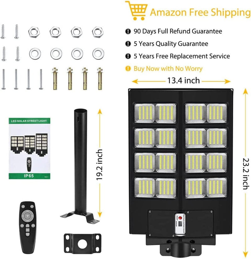 Dragonlight 800W Solar Street Lights Outdoor - 18,000LM 320 Leds Solar Lamp Security Motion Sensor Solar Flood Light with Remote Control - Dusk to Dawn IP65 Waterproof for Yard, Garden, Patio, Shed Home & Garden > Lighting > Flood & Spot Lights DragonLight   