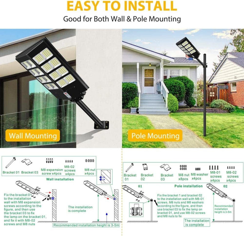 Dragonlight 800W Solar Street Lights Outdoor - 18,000LM 320 Leds Solar Lamp Security Motion Sensor Solar Flood Light with Remote Control - Dusk to Dawn IP65 Waterproof for Yard, Garden, Patio, Shed Home & Garden > Lighting > Flood & Spot Lights DragonLight   