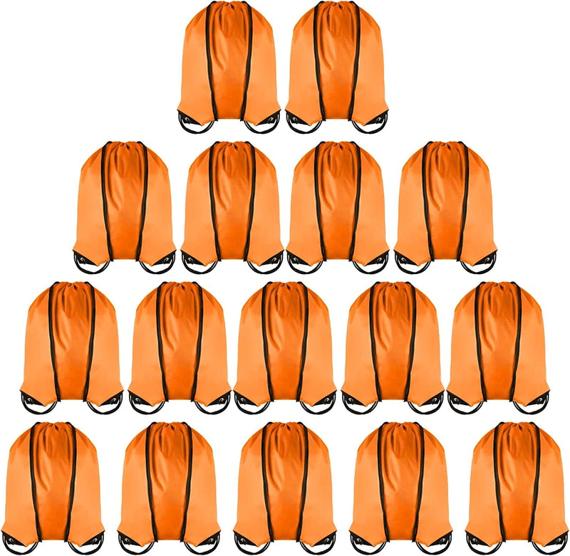 Drawstring Backpack Bulk 16 Pcs Drawstring Bags String Backpack Cinch Bags Kids Nylon Draw String Bags Pack Home & Garden > Household Supplies > Storage & Organization GoodtoU Orange  