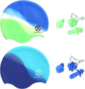 DREAM&GLAMOUR 2 Pack Womens Swim Cap for Long Hair，Silicone Swimming Hats for Women Men Adults,Bathing Swimming Caps with Ear Plugs and Nose 2 Pack Clip, Keep Hair Dry Sporting Goods > Outdoor Recreation > Boating & Water Sports > Swimming > Swim Caps DREAM&GLAMOUR Gradient blue/Gradient green Small 