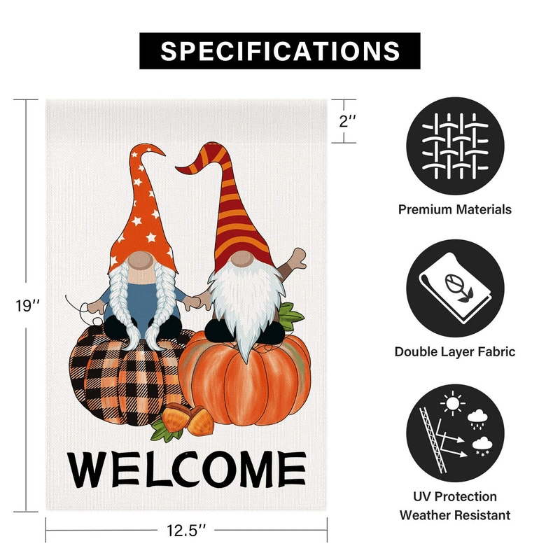 Dsweesun Welcome Fall Garden Flag 12 x 18 Double Sided, Pumpkin Gnome Flag, Rustic Farmhouse Autumn Thanksgiving Front Porch Yard Outdoor Decoration Home & Garden > Decor > Seasonal & Holiday Decorations& Garden > Decor > Seasonal & Holiday Decorations DSWEESUN   