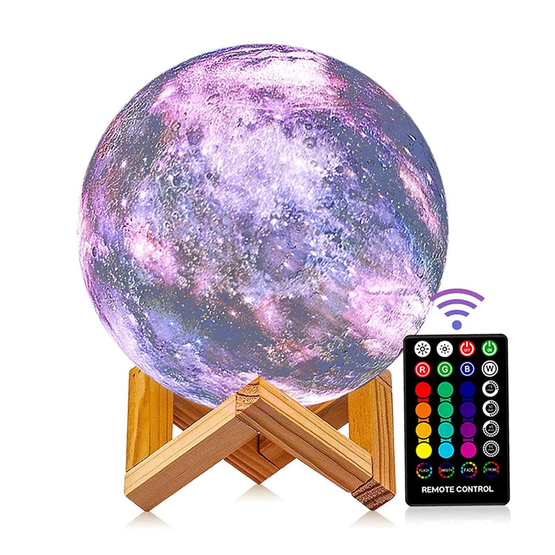 DTOETKD Moon Lamp, Galaxy Lamp Kids Night Light 16 Colors 3D LED Moon Light with Stand, Timing & Remote & Touch Control Brightness USB Rechargeable Christmas Birthday Gifts for Boys Girls Friends Home & Garden > Lighting > Night Lights & Ambient Lighting DTOETKD 9.5 inch  