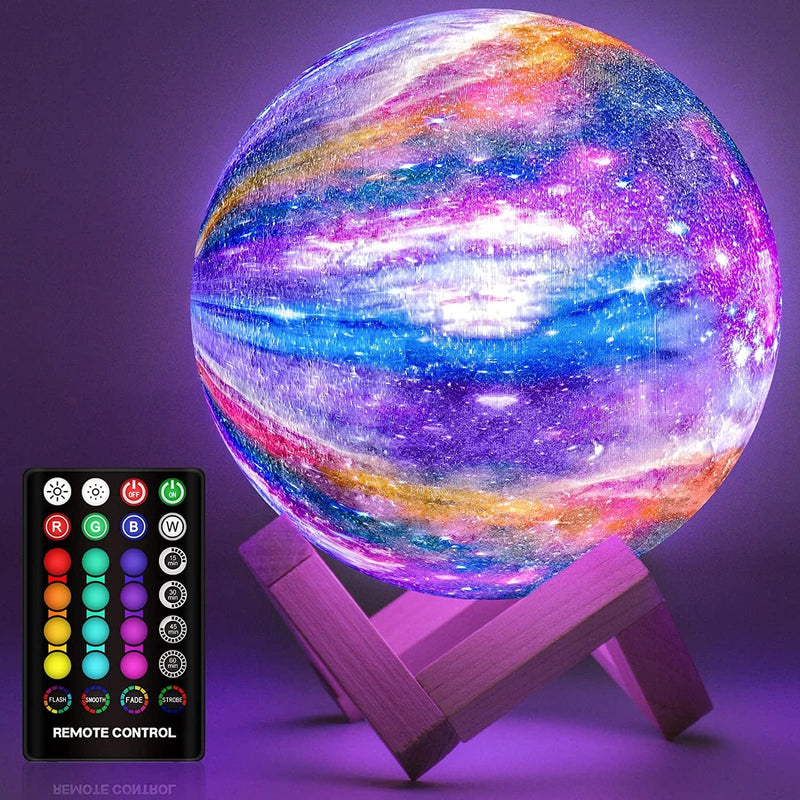 DTOETKD Moon Lamp, Galaxy Lamp Kids Night Light 16 Colors 3D LED Moon Light with Stand, Timing & Remote & Touch Control Brightness USB Rechargeable Christmas Birthday Gifts for Boys Girls Friends
