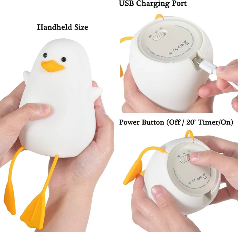 Duck Night Light for Kids, Cute Seagull Silicone Bedside Lamp for Nursery, ABS+SIL, Touch Control, Portable and Rechargeable Dimmable, Birthday Xmas Gifts for Boys Girls Home & Garden > Lighting > Night Lights & Ambient Lighting Lightzz   