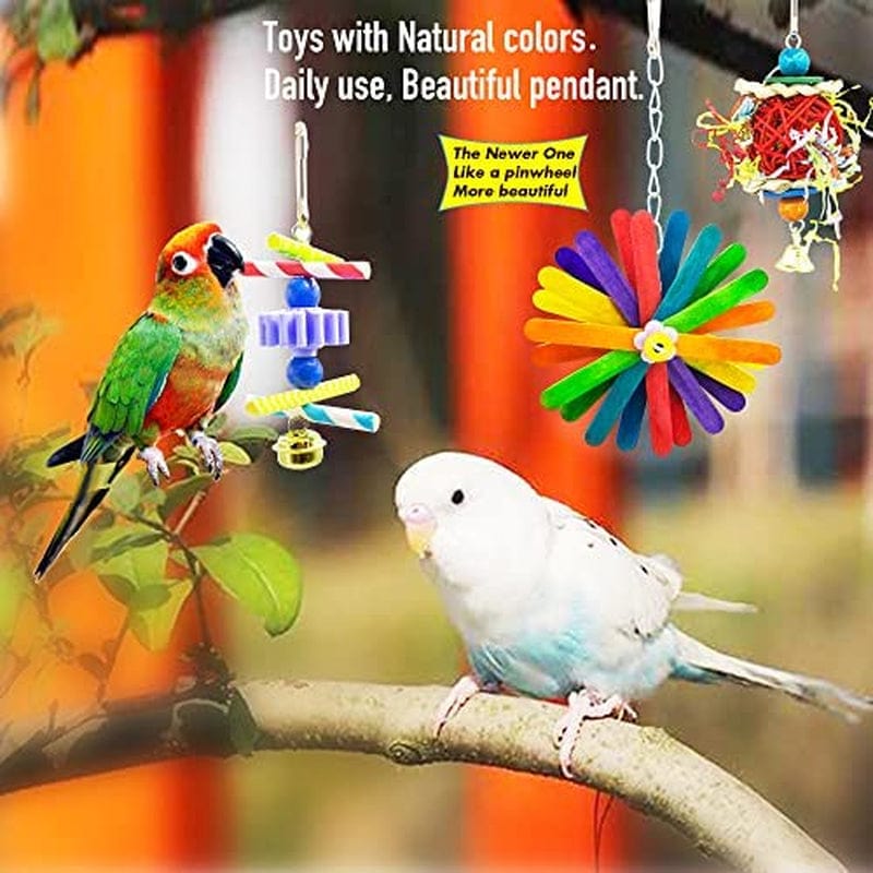 Duckiimo 8+3+4PCS Bird Parakeet Toys Set, Bird Chewing Hanging Toy with round Bells, Bird Cage Colorful Beads Swinger Bungee Toy for Parakeets Cockatiels Budgies Lovebirds Accessories Animals & Pet Supplies > Pet Supplies > Bird Supplies > Bird Cages & Stands Duckiimo   