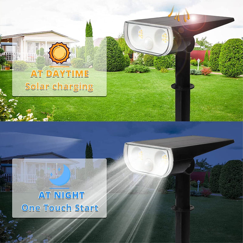 Duewot 2 Pack Solar Pathway Light, 16 LED Lamp Beads Solar Landscape Spotlights, Wireless Solar Powered Outdoor Lights, Garden Lights, Lighting for Yard, Walkway, Driveway, Porch, Patio