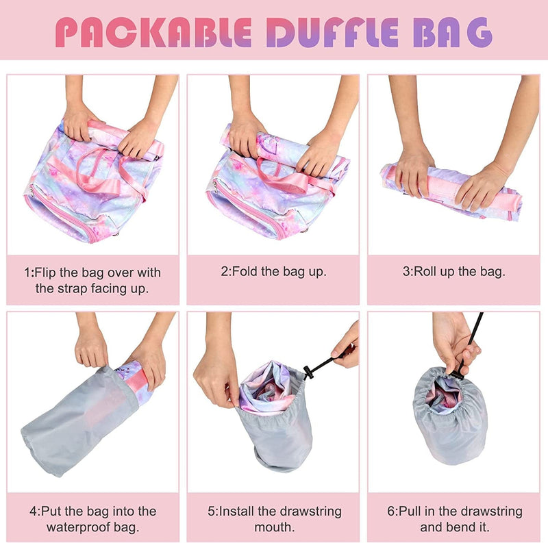 Duffle Bag for Girls Overnight Bag Gymnastics Sports Bag for Kids Dance Bag Girls with Shoe Compartments, Kids Travel Weekender Sleepover Carry on Bag