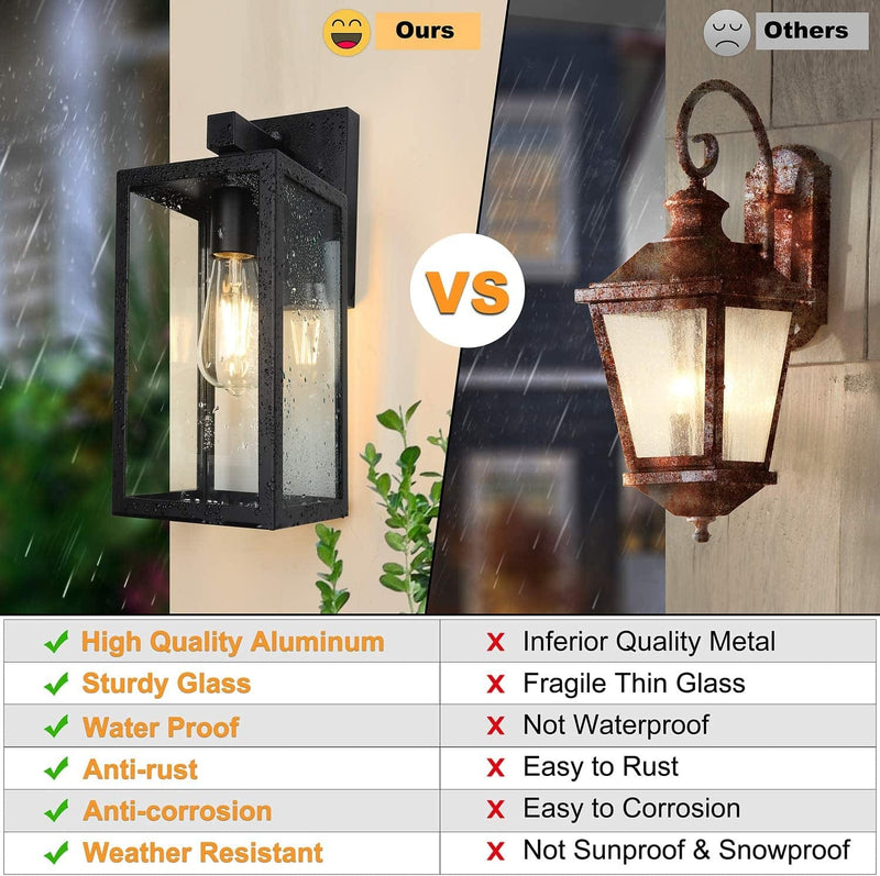 Dusk to Dawn Sensor Outdoor Wall Sconce, Exterior Wall Lantern Fixture with E26 Base Socket, Wall Mount Lights Anti-Rust Waterproof Matte Black Wall Lamp with Clear Glass Shade for Garage, Doorway Home & Garden > Lighting > Lamps SHINE HAI   