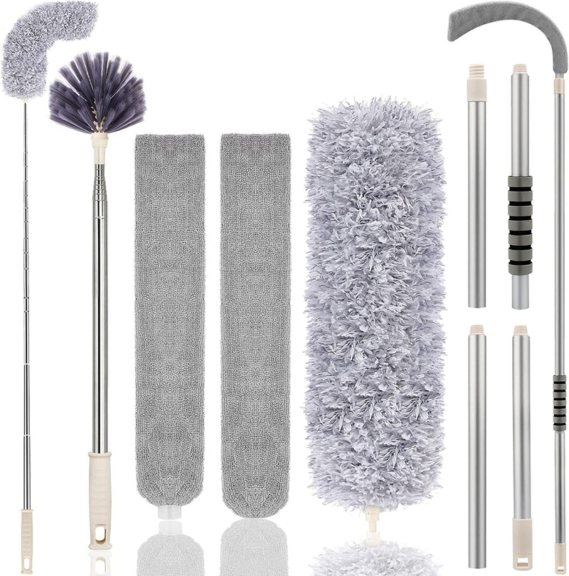 Dusters for Cleaning, Microfiber Feather Duster with Extension Pole 100" Extendable Bendable Long Handle Gap Dust Cleaner for High Ceiling, Fan, Cobweb, Blinds, Car, Furniture Dusting Wand Washable Home & Garden > Household Supplies > Household Cleaning Supplies MOUCHOT   