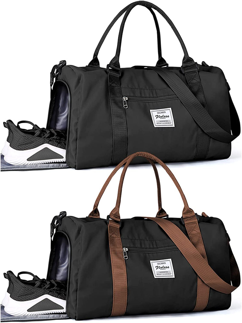 Gym Bag Womens Mens with Shoes Compartment and Wet Pocket,Travel Duffel Bag for Women for Plane,Sport Gym Tote Bags Swimming Yoga,Waterproof Weekend Overnight Bag Carry on Bag Hospital Holdalls Home & Garden > Household Supplies > Storage & Organization WISEPACK A5-Black Brown（Large） Large 