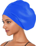 Tripsky Extra Large Swim Cap for Women Men,Waterproof Silicone Swimming Caps Ideal for Long Hair, Thick Curly Hair & Dreadlocks Braids Weaves Afro Hair - Keep Hairstyle Unchanged Sporting Goods > Outdoor Recreation > Boating & Water Sports > Swimming > Swim Caps Tripsky Blue  