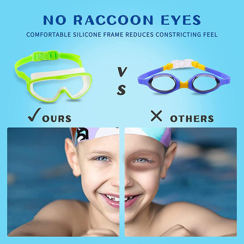 Elimoons Kids Goggles for Swimming Age 3-15,Kids Swim Goggles with Nose Cover No Leaking Anti-Fog Waterproof(2Pack) Sporting Goods > Outdoor Recreation > Boating & Water Sports > Swimming > Swim Goggles & Masks Elimoons   