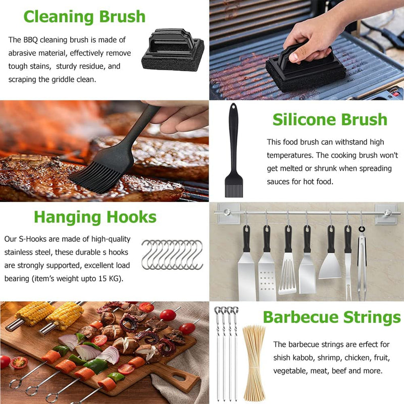 Griddle Accessories Kit, 144 Pcs Griddle Grill Tools Set for Blackstone and Camp Chef, Stainless Steel Grill BBQ Spatula Kit Cooking Utensils Set with Carry Bag for Men Women Outdoor Barbecue Camping Home & Garden > Kitchen & Dining > Kitchen Tools & Utensils iRabey   