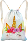 MHJY Unicorn Drawstring Backpack, Reversible Sequin Gym Bag Dance Sports Bag for Kids Girl Home & Garden > Household Supplies > Storage & Organization touchhome White  