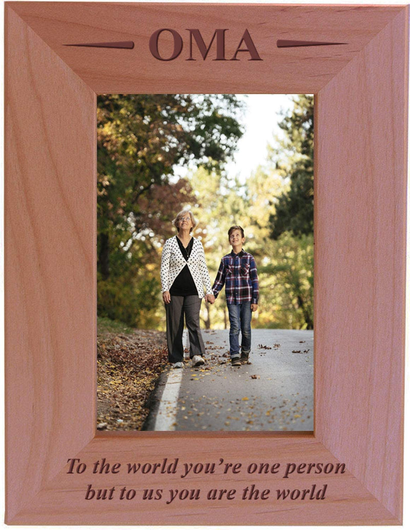 Customgiftsnow Oma - to the World You'Re One Person but to Us You Are the World - Engraved Wood Picture Frame (5X7 Horizontal) Home & Garden > Decor > Picture Frames CustomGiftsNow 4x6 Vertical  