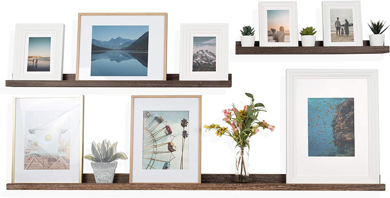 Rustic State Ted Floating Narrow Photo Frame Picture Ledge Wall Mounted Shelf Display Set of 3 Varity Sizes 60 Inch 36 Inch 24 Inch Furniture > Shelving > Wall Shelves & Ledges Rustic State   