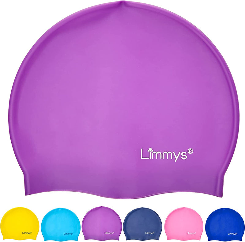 Limmys Kids Swimming Cap - 100% Silicone Kids Swim Caps for Boys and Girls - Premium Quality, Stretchable and Comfortable Swimming Hats Kids- Available in Different Attractive Colours Sporting Goods > Outdoor Recreation > Boating & Water Sports > Swimming > Swim Caps SL2 Group Ltd Purple  
