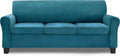 MCOLIMA Sofa Covers for 3 Cushion Couch Velvet Sofa Slip Cover 4 Piece Stretch Couch Covers for 3 Seater Sofa,Large Navy Blue Home & Garden > Decor > Chair & Sofa Cushions MCOLIMA Peacock Blue Large 