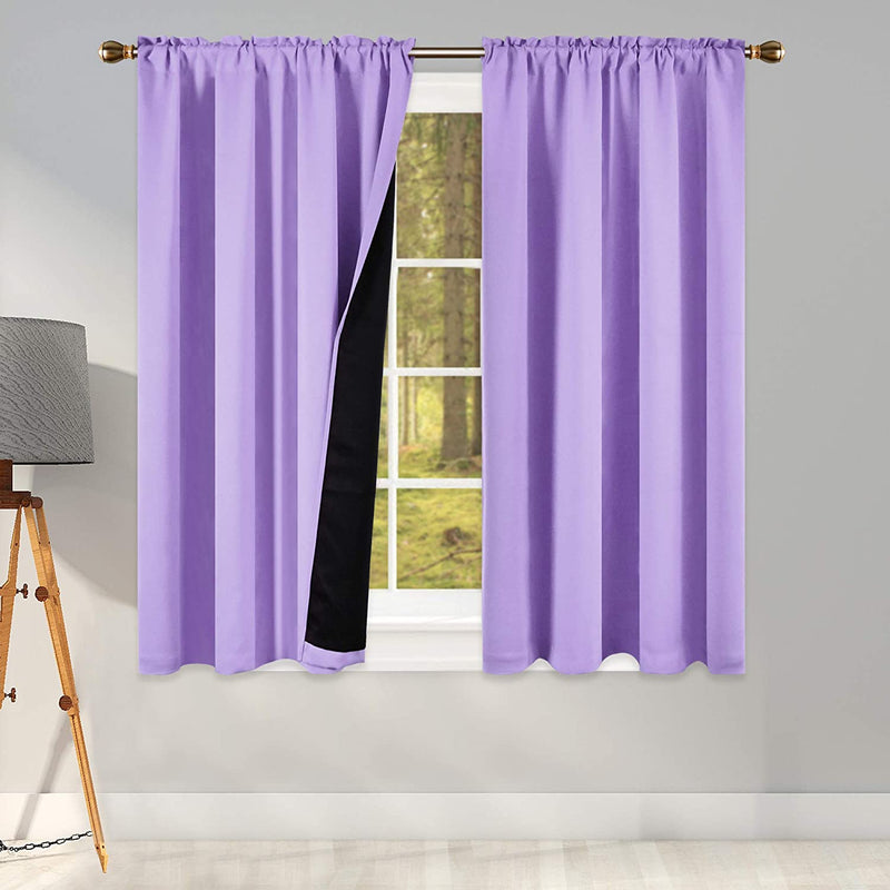 Coral 100PCT Blackout Curtains Bedroom Drapes - Totally Darkness Panels Thermal Insulated Lined Rod Pocket Curtains for Kids Room( 2 Panels 42 by 45 Inch) Home & Garden > Decor > Window Treatments > Curtains & Drapes KEQIAOSUOCAI Lavender W42" X L45" 
