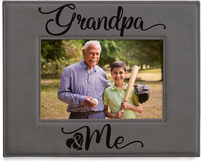 KATE POSH - Grandma & Me Engraved Leather Picture Frame, First Grandchild Gifts, Best Grandma Ever, Grandparents Gifts (4X6-Vertical) Home & Garden > Decor > Picture Frames KATE POSH 4x6-Horizontal (Grandpa & Me)  
