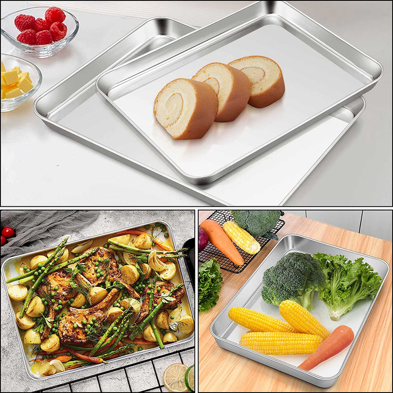 Homikit Baking Cookie Sheet Set of 2, 9 X 13 Stainless Steel Sheets Pan Tray for Oven, Metal Half Sheet for Cooking Baking, Rustproof & Heavy Duty, Nonstick & Dishwasher Safe Home & Garden > Kitchen & Dining > Cookware & Bakeware Homikit   