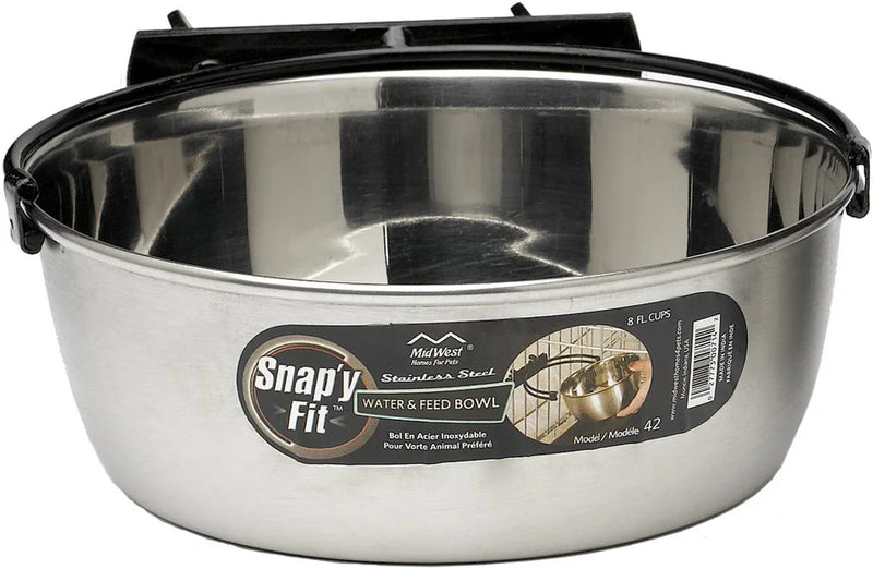 Midwest Homes for Pets Snap'Y Fit Food Bowl | Pet Bowl, 20 Oz. (2.5 Cups) | Dog Bowl Easily Affixes to a Metal Dog Crate, Cat Cage or Bird Cage | Pet Bowl Measures 6L X 6W X 2H Inches Animals & Pet Supplies > Pet Supplies > Bird Supplies > Bird Cage Accessories > Bird Cage Food & Water Dishes MidWest Homes For Pets 2 Quarts (8 cups)  
