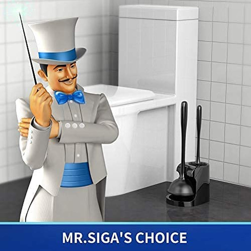 MR.SIGA Toilet Plunger and Bowl Brush Combo for Bathroom Cleaning, Black, 1 Set Home & Garden > Household Supplies > Storage & Organization MR.SIGA   
