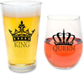 Cute Wedding Gifts - Bride and Groom Novelty Wine Glass and Beer Glass Combo - Engagement Gift for Couples Home & Garden > Kitchen & Dining > Tableware > Drinkware The Plympton Company King and Queen  