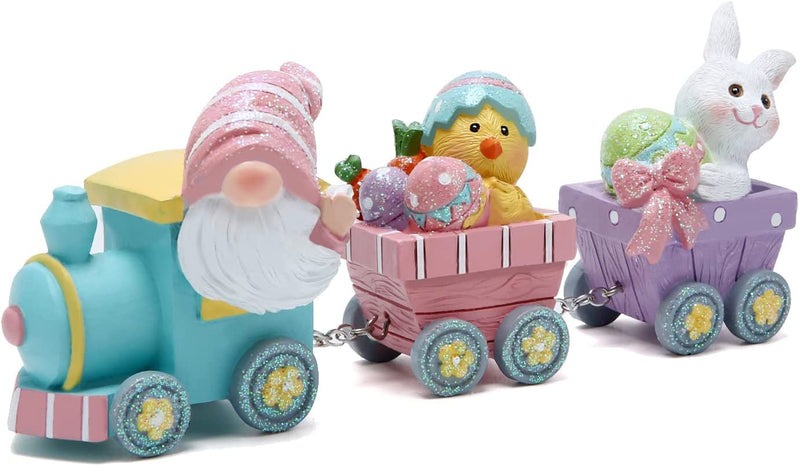 Hodao Easter Decorations Indoor Home Decor Easter Gnome Bunny Chick Small Train Figurines Spring for Table Top Centerpiece Fireplace Decor Cute Easter Decor Gift (Blue) Home & Garden > Decor > Seasonal & Holiday Decorations BOYON Pink  