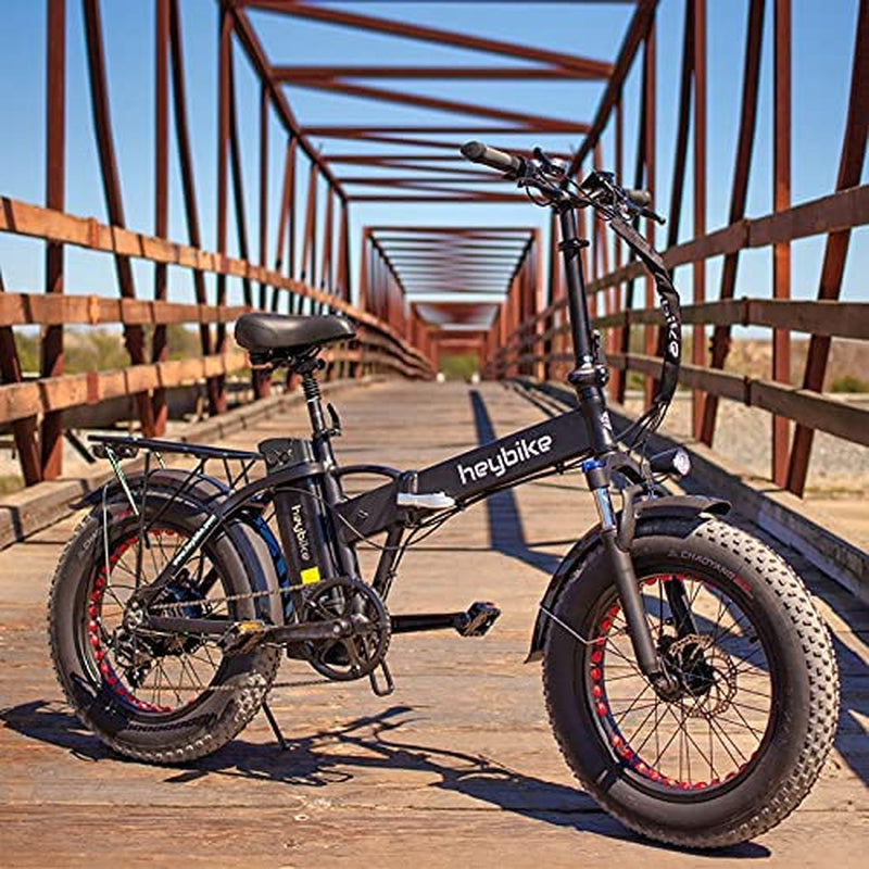 Heybike Mars Electric Bike Foldable 20" X 4.0 Fat Tire Electric Bicycle with 500W Motor, 48V 12.5AH Removable Battery and Dual Shock Absorber for Adults Sporting Goods > Outdoor Recreation > Cycling > Bicycles Heybike   
