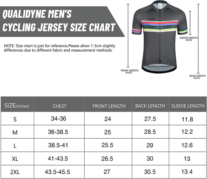 Qualidyne Men'S Cycling Jersey Short Sleeve Bike Biking Shirts Full Zipper Bicycle Tops with Pockets Sporting Goods > Outdoor Recreation > Cycling > Cycling Apparel & Accessories qualidyne   