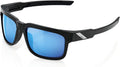 100% Type S Sport Wrap around Sunglasses - Durable, Lightweight Active Performance Eyewear W/Rubber Temple & Nose Grip Sporting Goods > Outdoor Recreation > Cycling > Cycling Apparel & Accessories 100% Matte Black - Hiper Blue Multilayer Mirror Lens  