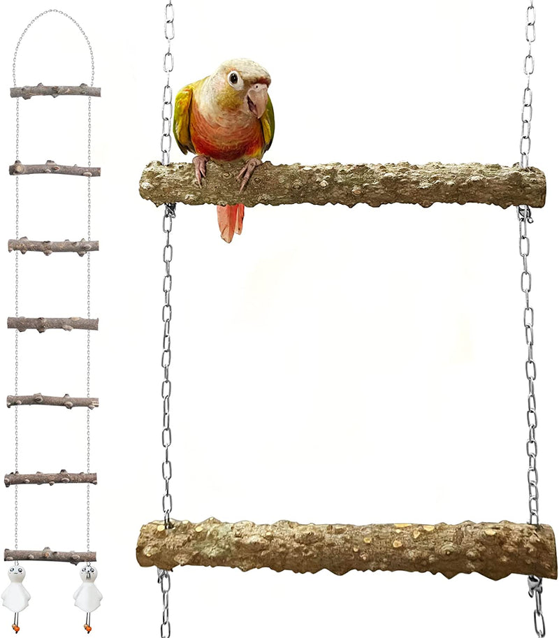 48 Inch 7-Step Adjustable Spacing Natural Wood Bird Perches Swings Ladders Bird Perch Stand Toy for Bird Parrots Entertainment Stress Relief Animals & Pet Supplies > Pet Supplies > Bird Supplies PPCLION Width 10 inch  