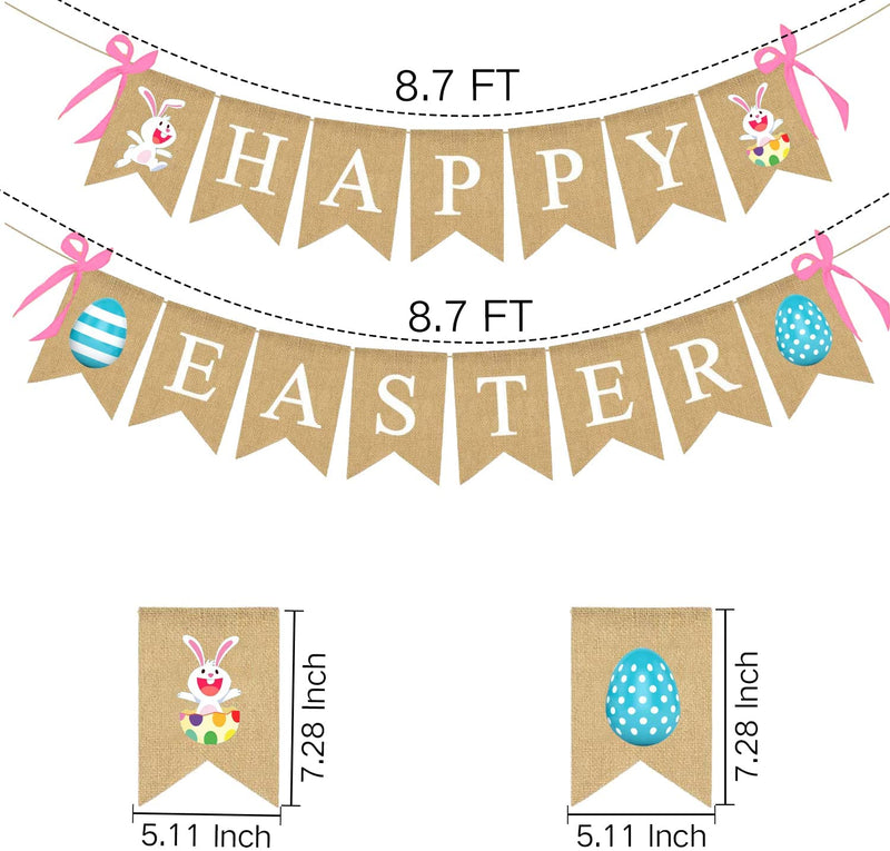 Happy Easter Banner, Easter Decorations Burlap Easter Garland with Bunny Sign for Spring Themed Party Favors Supplies, No DIY Required Home & Garden > Decor > Seasonal & Holiday Decorations Stegosaurus   