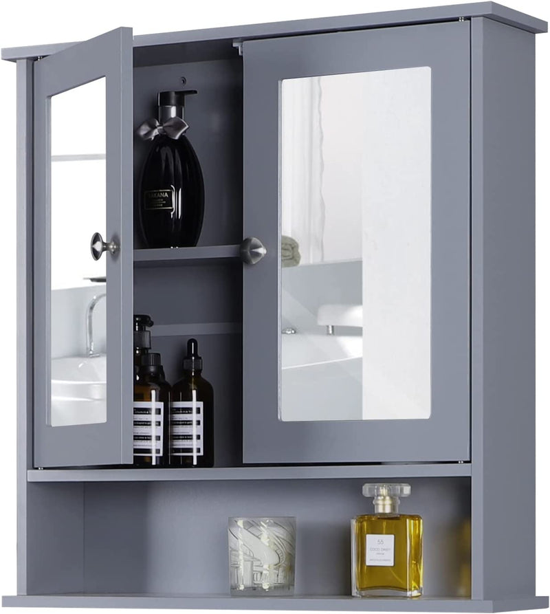 MAISON ARTS Bathroom Medicine Cabinet with Mirror and Adjustable Shelf, Medicine Cabinets Bathroom Cabinet Wall Mounted for Kitchen, Living Room and Laundry Room, Grey Home & Garden > Household Supplies > Storage & Organization MAISON ARTS Grey 2 door & 2 mirror 