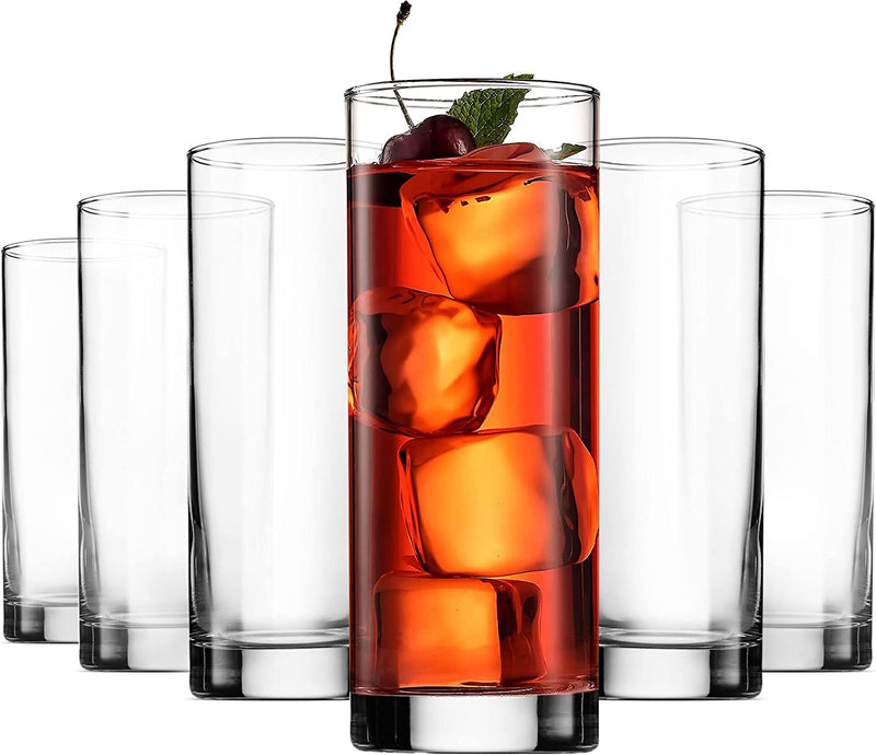 Paksh Novelty Italian Highball Glasses [Set of 6] Clear Heavy Base Tall Bar Glass - Drinking Glasses for Water, Juice, Beer, Wine, Whiskey, and Cocktails | 13-Ounce Cups Home & Garden > Kitchen & Dining > Barware Paksh Novelty   