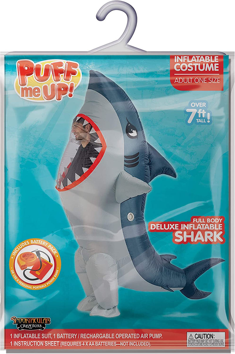Spooktacular Creations Inflatable Costume Adult Full Body Shark Air Blow-Up Deluxe Halloween Costume  Does Not Apply   