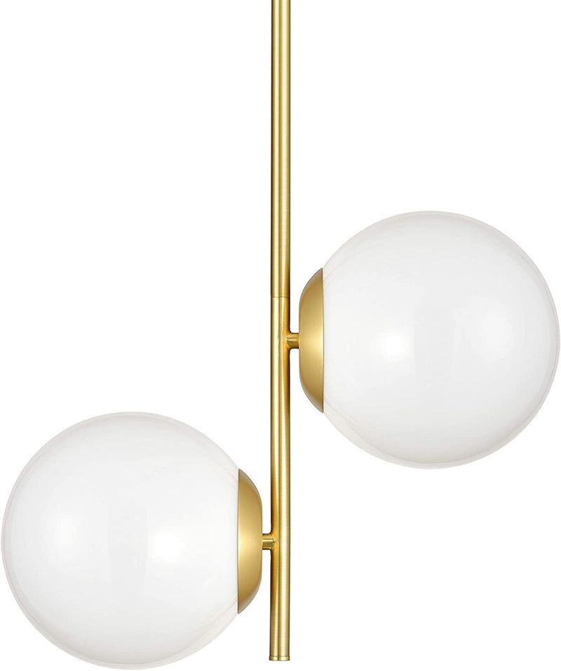 Linea Di Liara Satin Brass Modern 3 Light Globe Chandelier - Caserti Mid Century Clear Glass Ceiling Light for Kitchen, Dining Room and Hallways Home & Garden > Lighting > Lighting Fixtures > Chandeliers Linea di Liara Satin Brass Double Pendant 