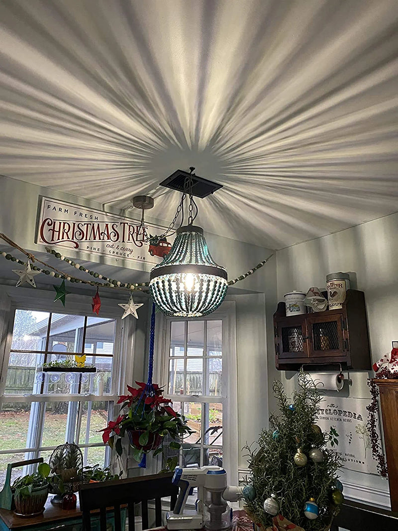 Newrays Wood Bead Chandelier Pendant Lights Gray Blue Finishing Retro Vintage Antique Rustic Kitchen Ceiling Lamp Light Fixtures Home & Garden > Lighting > Lighting Fixtures > Chandeliers Newrays   