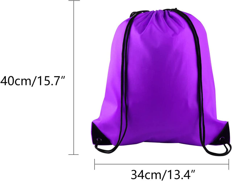 KUUQA 12 Pcs Drawstring Backpack Bags Sport Gym Sack Cinch Bags Bulk for School Traveling and Storage (Purple)