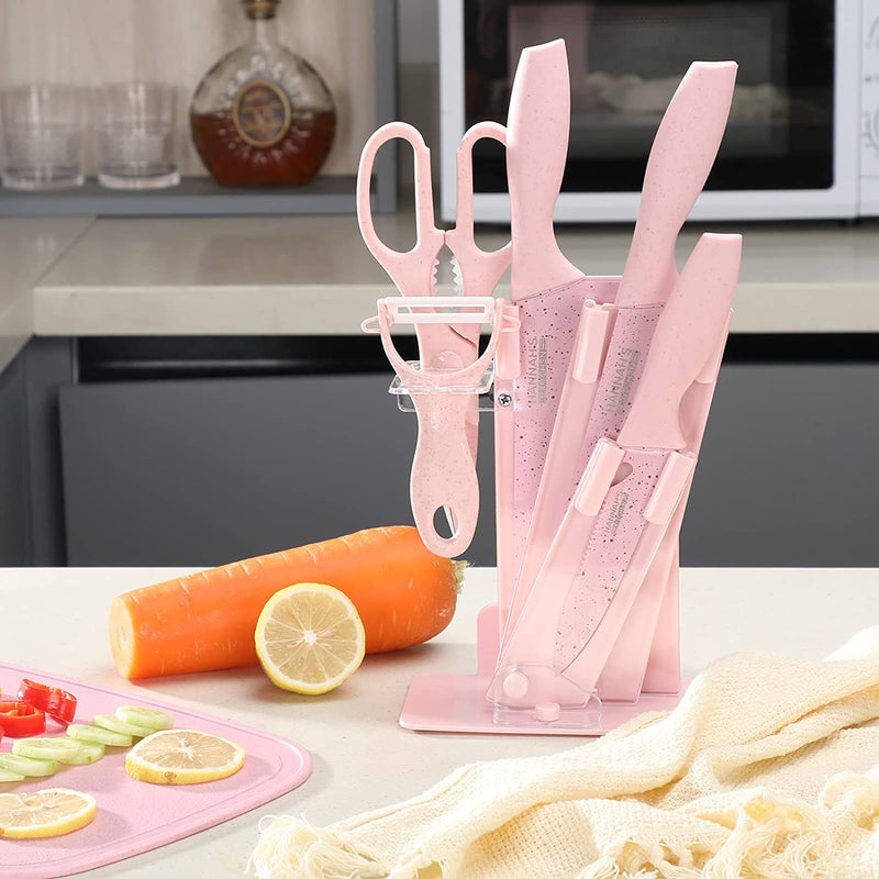 Cute Knife Set Includes 3 Kitchen Knives, Ceramic Peeler and Multipurpose Scissor, Dishwasher Safe, Good for Beginners Home & Garden > Kitchen & Dining > Kitchen Tools & Utensils > Kitchen Knives Hannah's Kitchen   