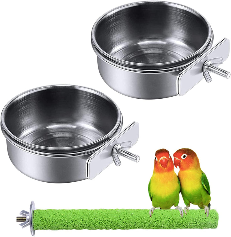 PINVNBY Bird Feeding Dish Cups Parrot Stainless Steel Food Water Dish Perch Stand Platform Paw Grinding Toy Feeder Cage Bowl with Clamp Holder for Budgies Parakeet Macaw Small Animal Chinchilla(5Pack) Animals & Pet Supplies > Pet Supplies > Bird Supplies > Bird Cage Accessories > Bird Cage Food & Water Dishes PINVNBY 2PCS-M  