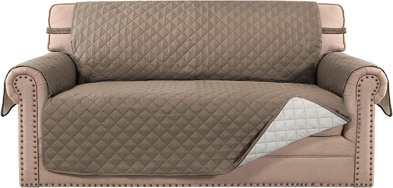 Meillemaison Sofa Slipcovers Reversible Quilted Chair Cover Water Resistant Furniture Protector with Elastic Straps for Pets/ Kids/ Dog(Chair, Black/Grey) (MMCLKSFD01C6) Home & Garden > Decor > Chair & Sofa Cushions MeilleMaison Taupe/Beige Loveseat 