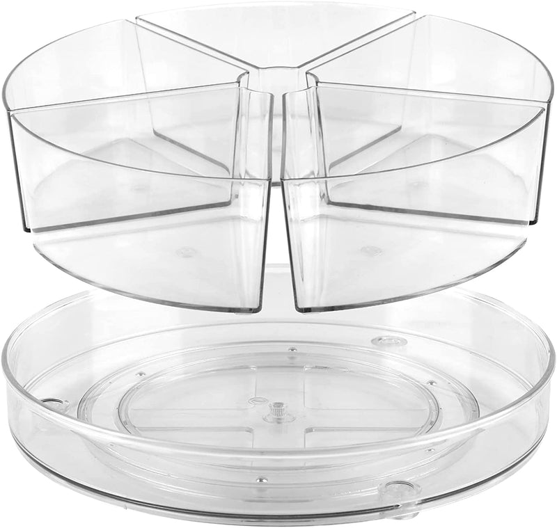 Goramio 10.6" Lazy Susan Organizer with 5 Removable Bins, Clear Plastic Divided Crazy Susan Lazy Susan Turntable, for Fridge Cabinet Refrigerator Kitchen Pantry Organization and Storage Home & Garden > Household Supplies > Storage & Organization Goramio Lazy Susan with 5 Bins  