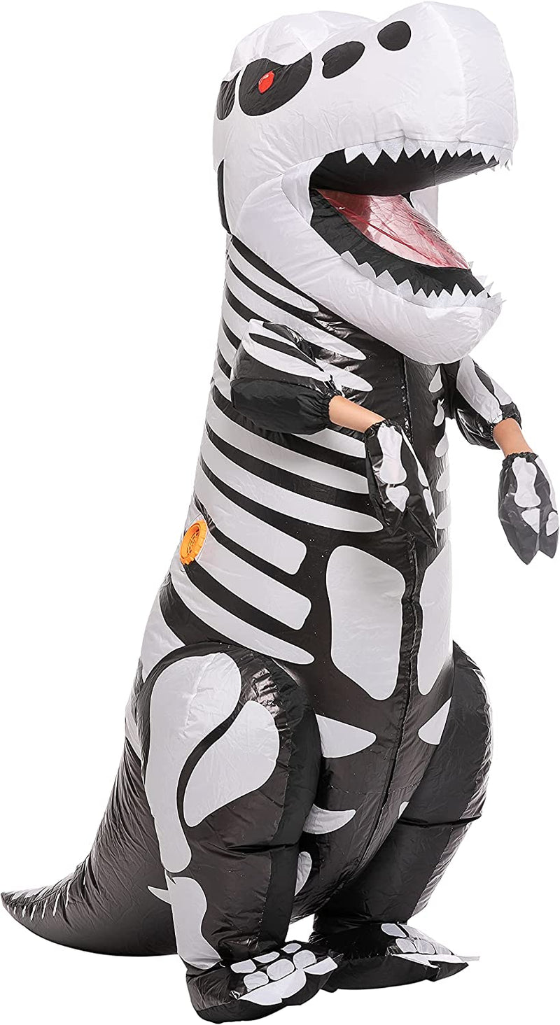 Spooktacular Creations Inflatable Halloween Costume over 8 Ft Skeleton Dinosaur Full Body Skeleton T-Rex Inflatable Costume - Child  7 years and up   