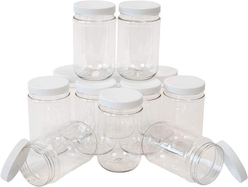 CSBD 32 Oz Clear Plastic Mason Jars with Ribbed Liner Screw on Lids, Wide Mouth, ECO, BPA Free, PET Plastic, Made in USA, Bulk Storage Containers, 4 Pack (32 Ounces) Home & Garden > Decor > Decorative Jars CSBD 12 16 Ounces 