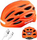 Gudook Bike Helmet Adult Helmets for Men/Women: with USB Rechargeable Front and Rear LED Light for Cycling Urban Commuter Casco Para Bicicleta Lightweight Bicycle Helmet Sporting Goods > Outdoor Recreation > Cycling > Cycling Apparel & Accessories > Bicycle Helmets Gudook Matte Orange Large 