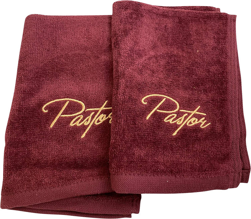Pastor Towel Set in Burgundy Christian Church Service Accessories, Set of 2